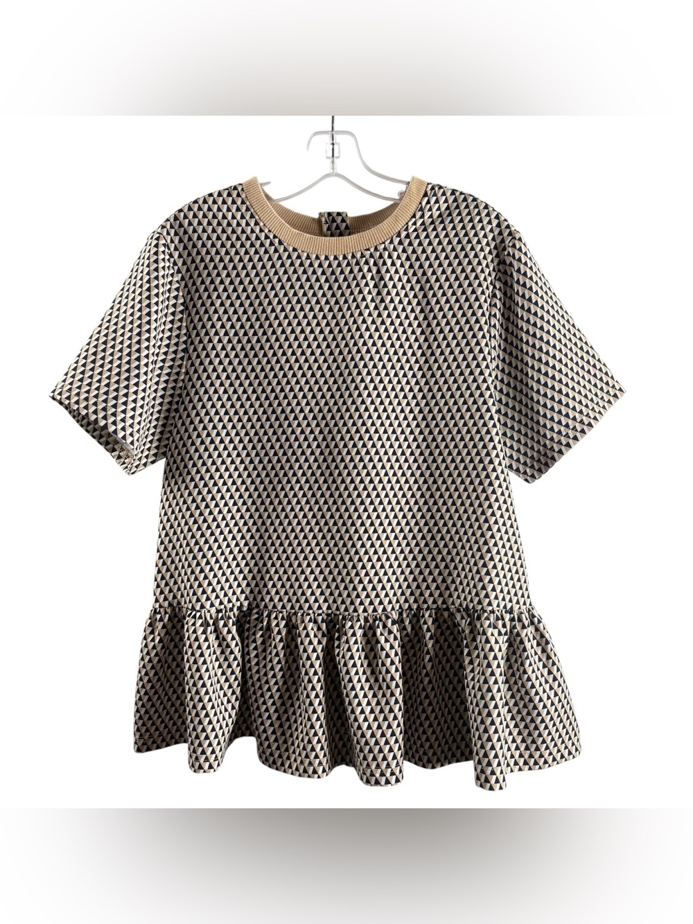 ADDISON BAY Botanist Peplum Top Navy Tan Geometric Peplum Top $108